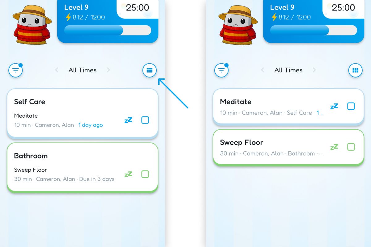 Toggle grouping in Chore Focus